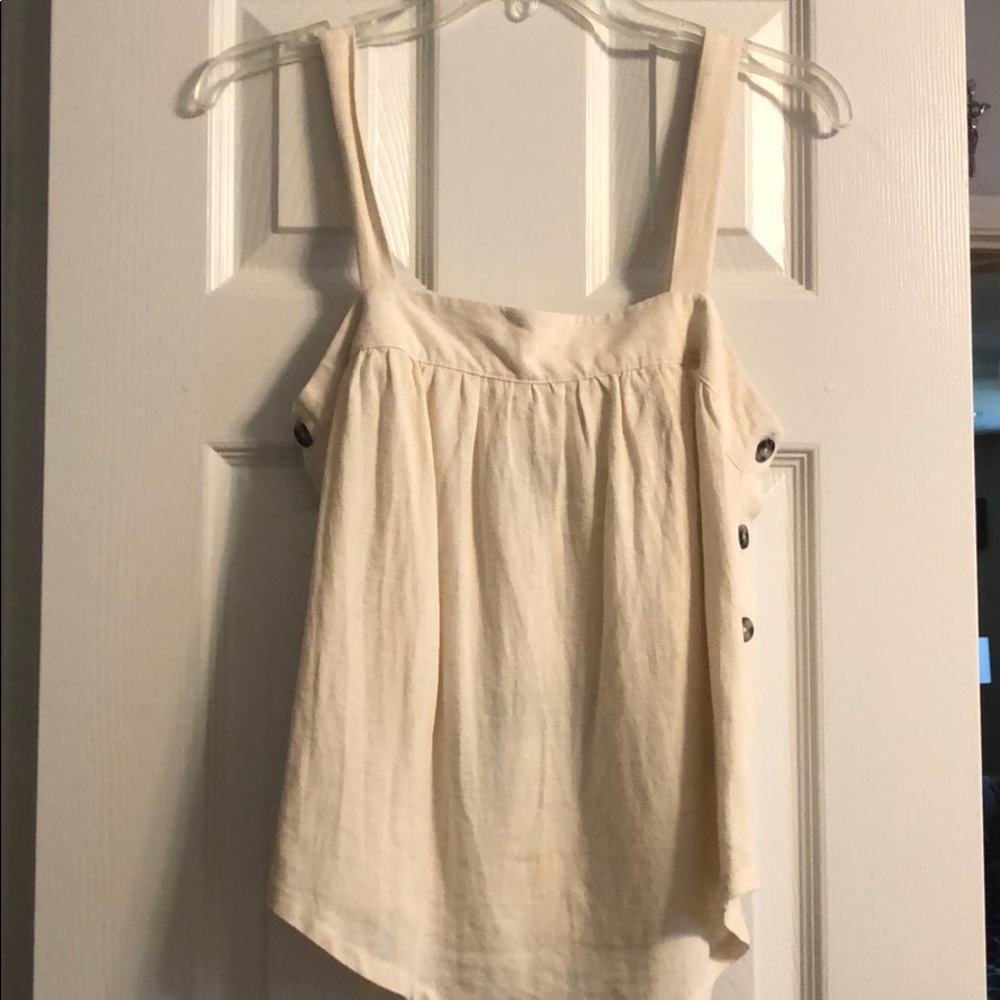 Cream Tank with Buttons